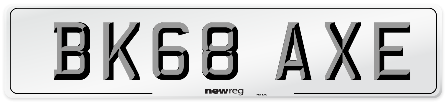 BK68 AXE Number Plate from New Reg